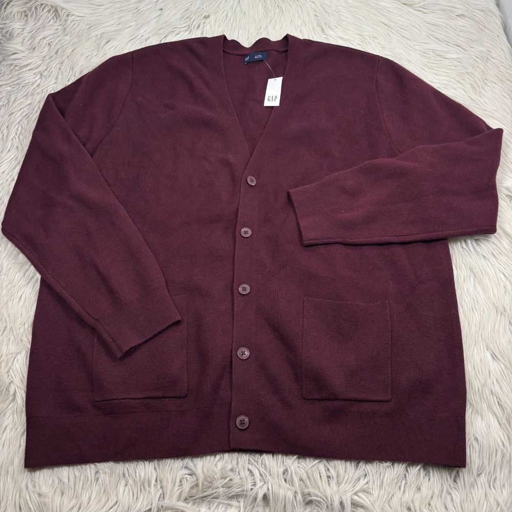 NWT Gap Men's XL Maroon Cashsoft Button Cardigan Preppy Heritage Academia